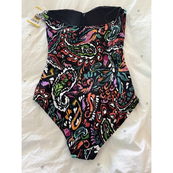 NWT ANNE COLE UPF 50 Petal Paisley Gathered 1 One Piece Swim Bathing Suit Medium - Picture 4 of 6
